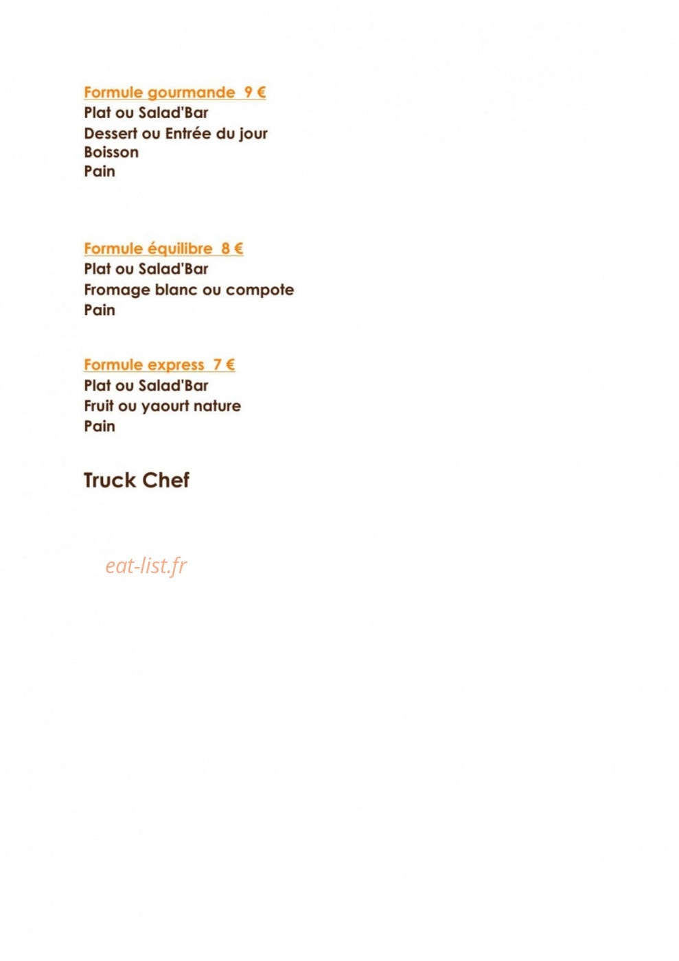 Truck Chef — carte page 1