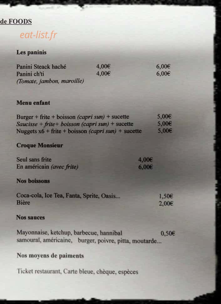 Truck'de foods — carte page 2