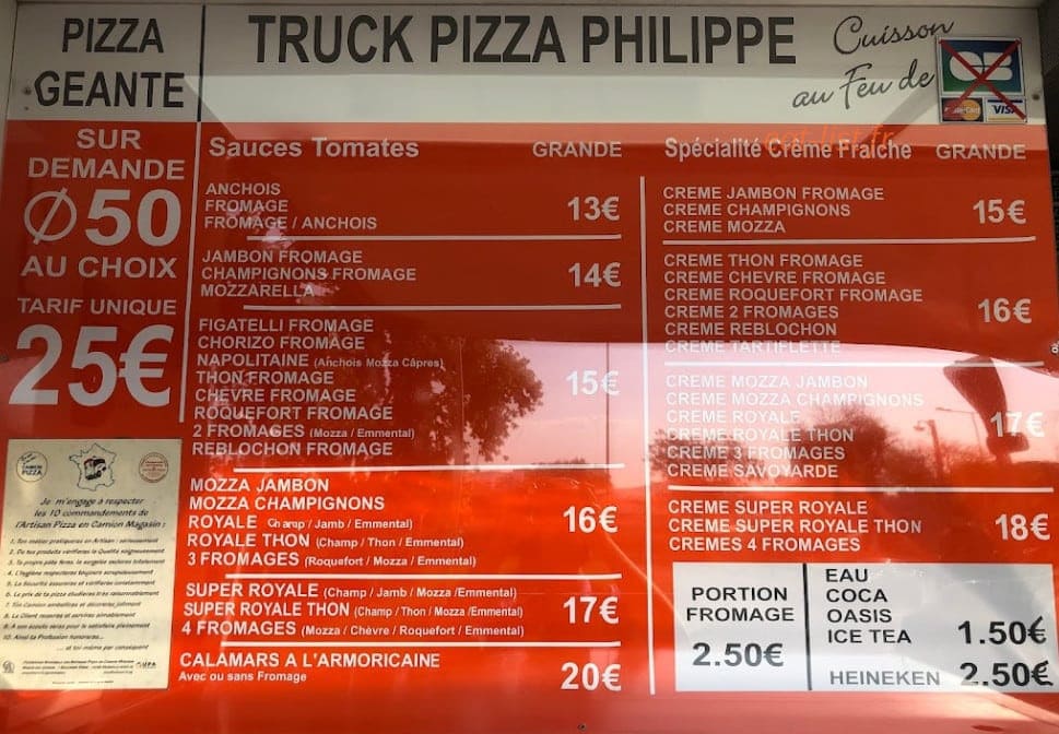Truck Pizza Philipe — carte page 1