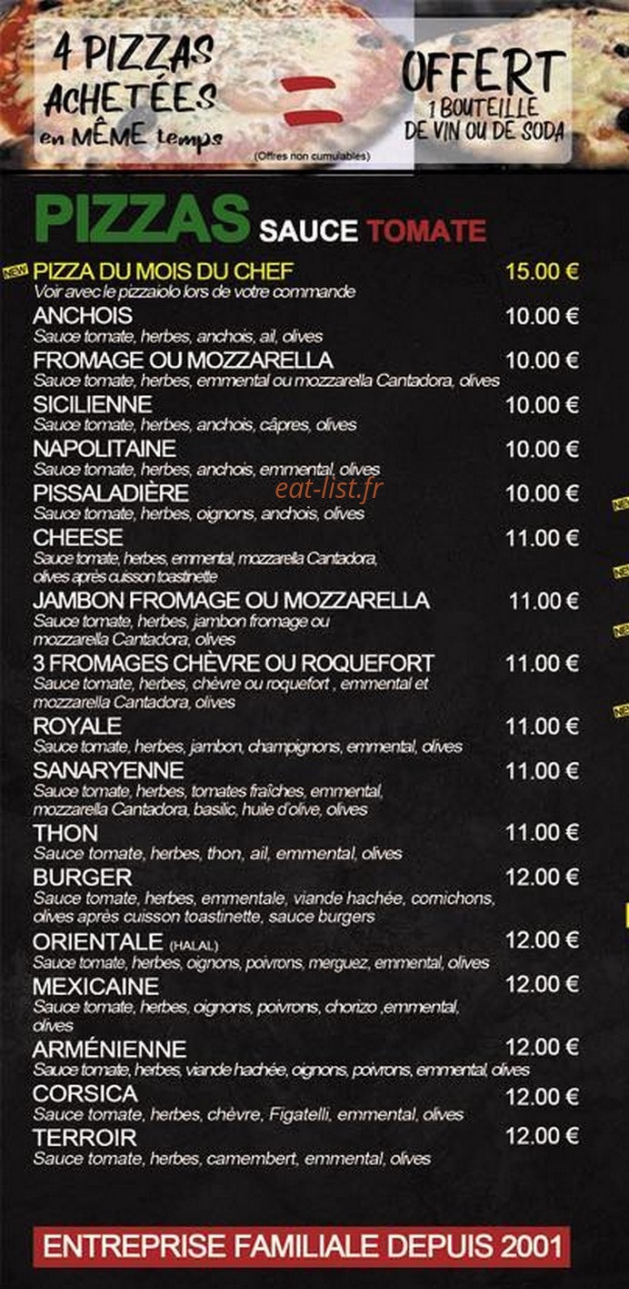 Truck Pizza — carte page 1