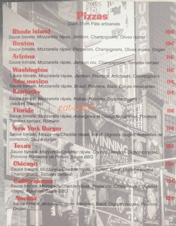 Us Pizza — carte page 1