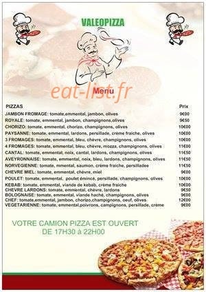 Valeopizza — carte page 1