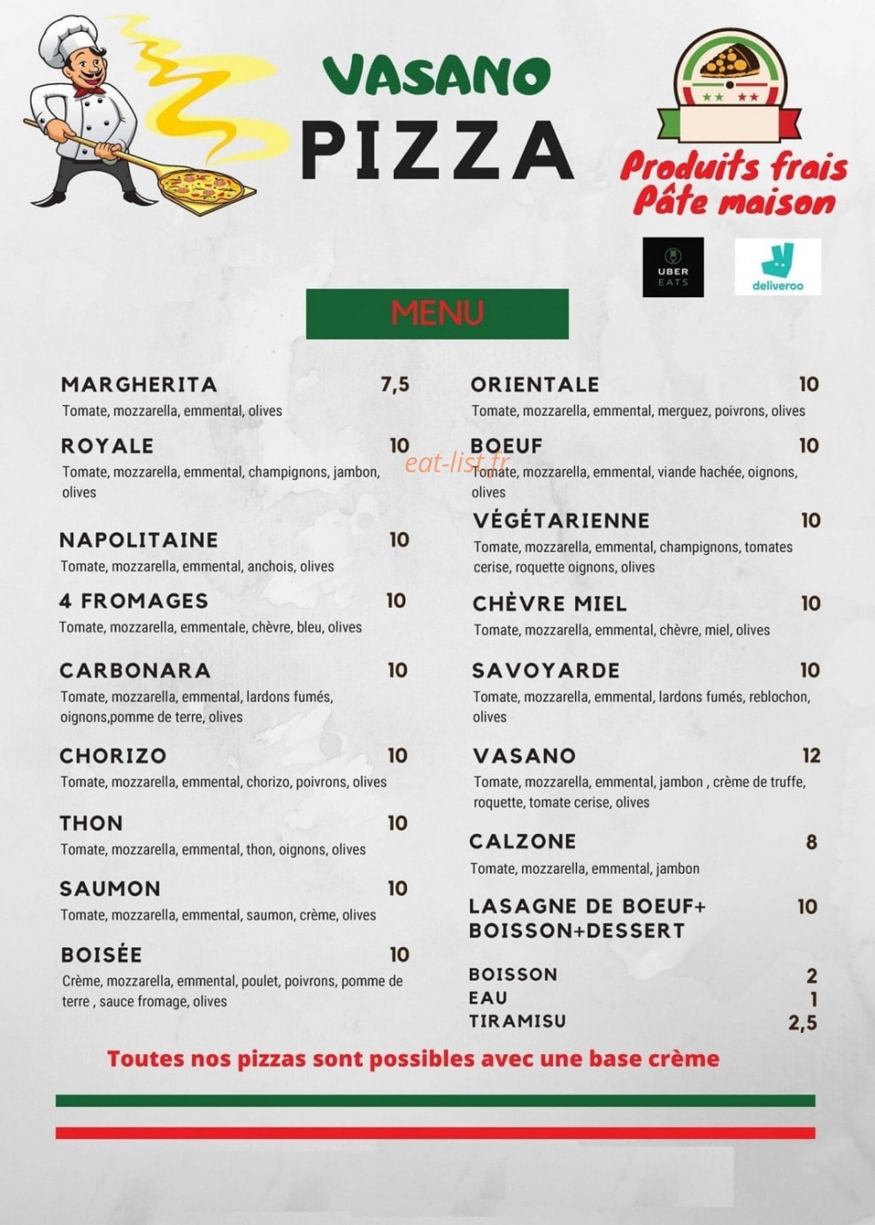 Vasano pizza — carte page 1