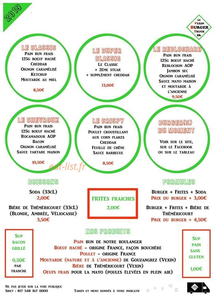 Vexin Burger Truck — carte page 1