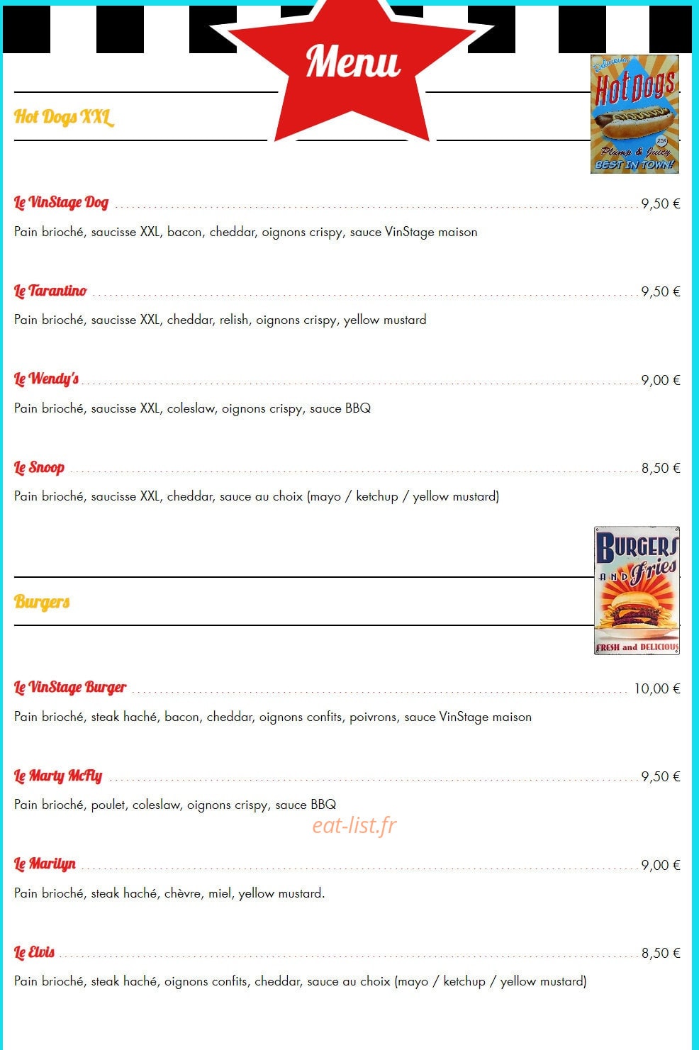 VinStage Food — carte page 1