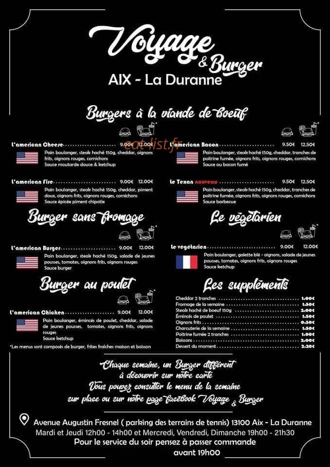 Voyage & Burger — carte page 2