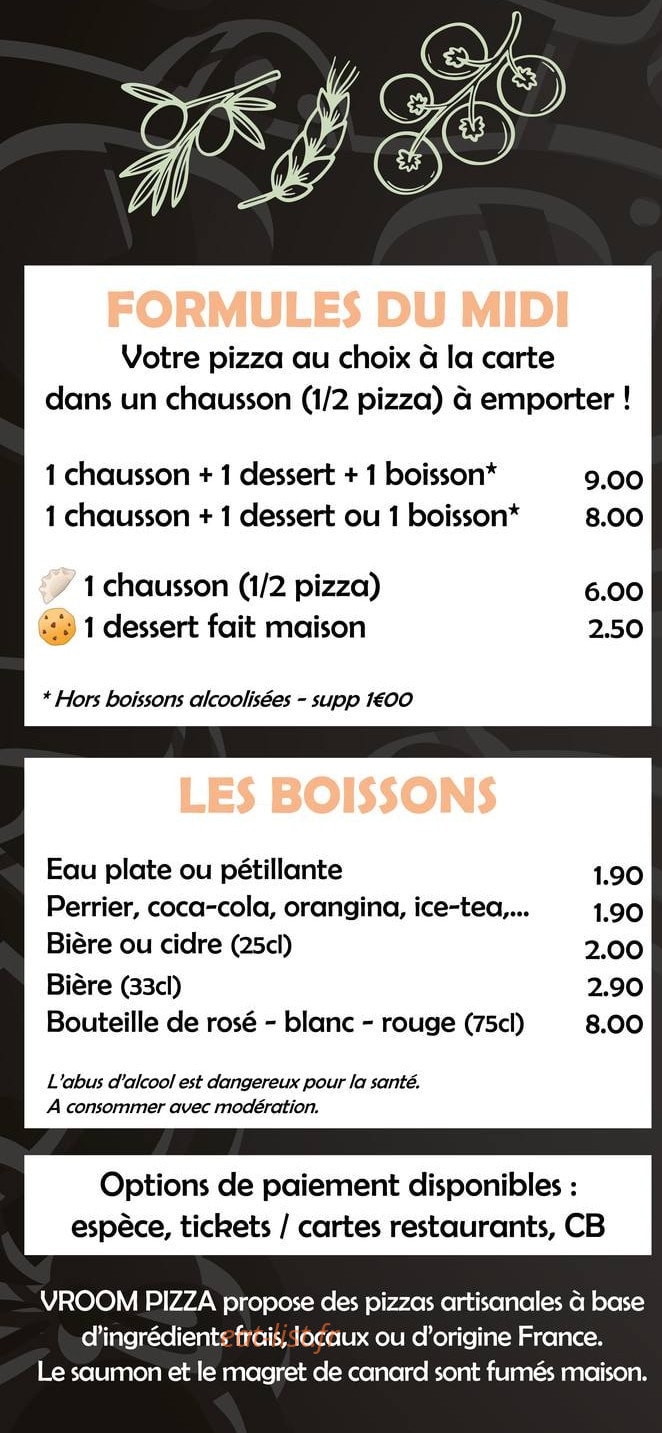 Vroom Pizza — carte page 4