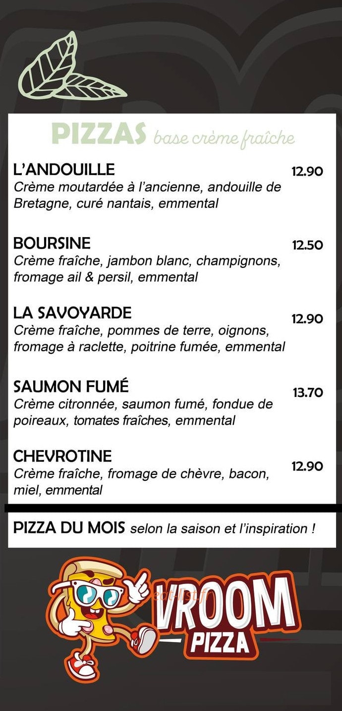 Vroom Pizza — carte page 3