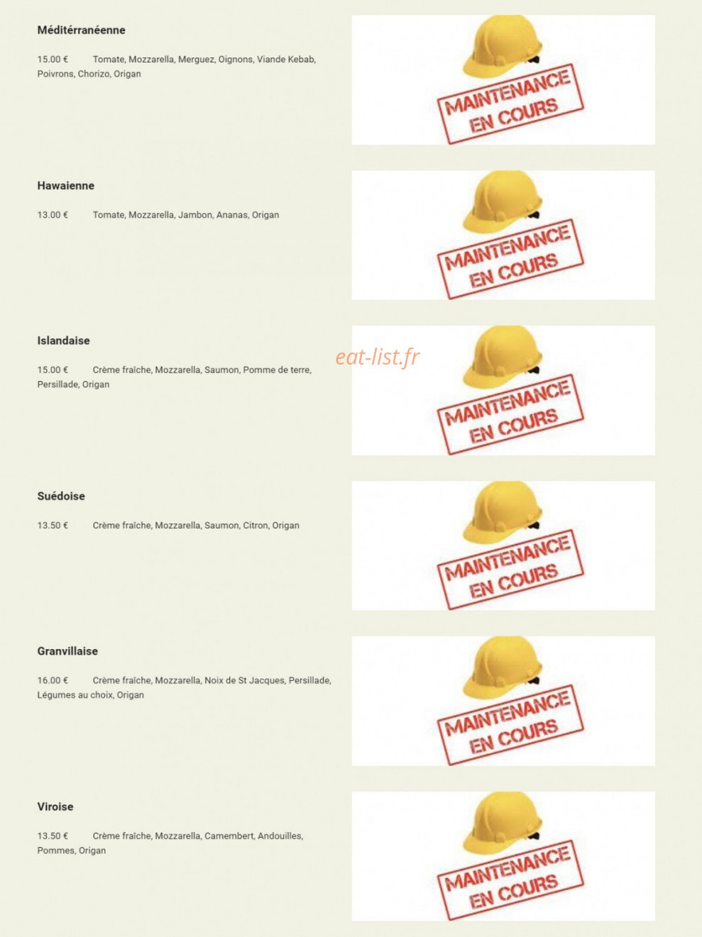 Wolfy Pizza — carte page 2