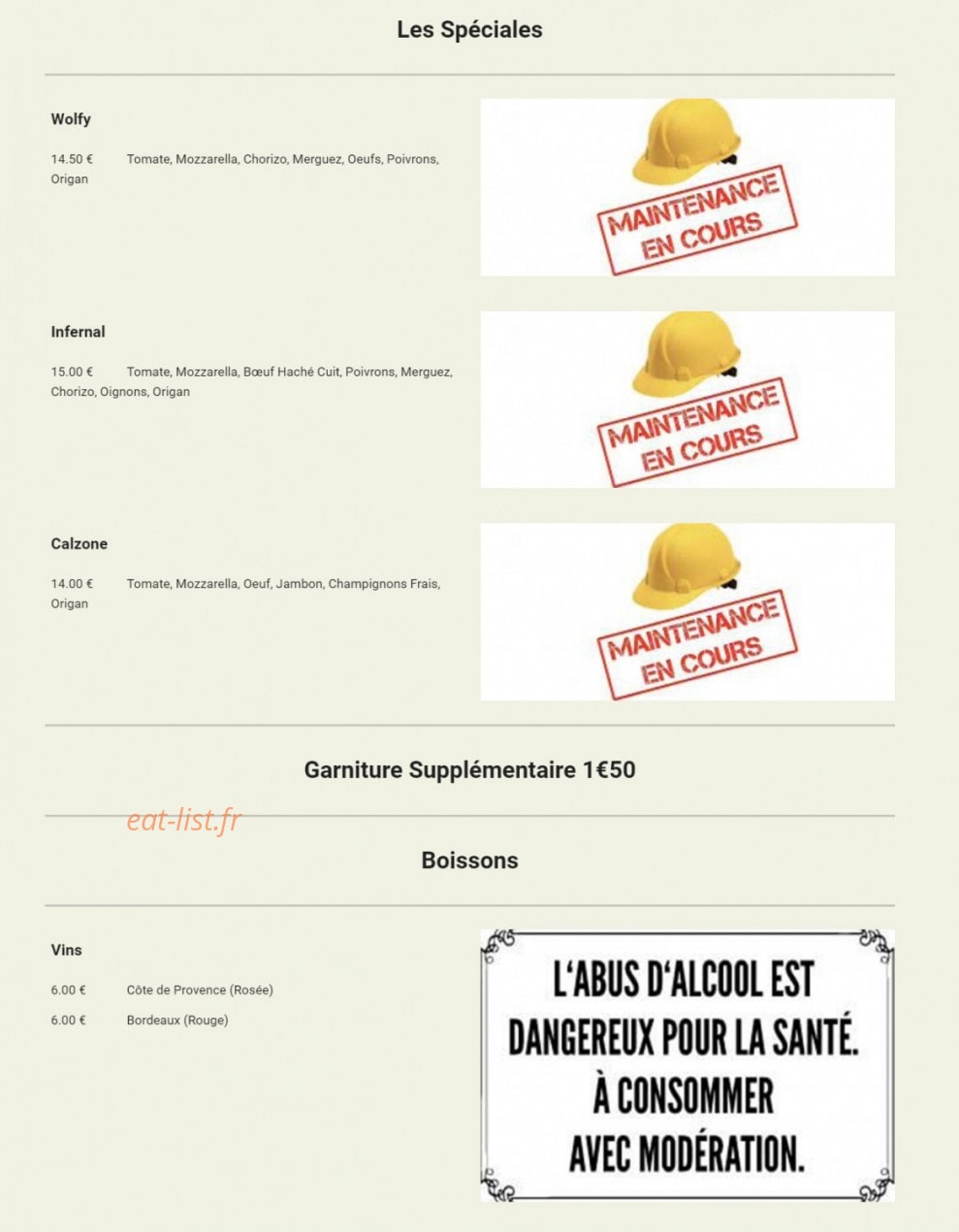 Wolfy Pizza — carte page 4