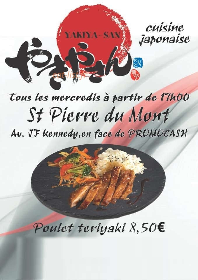 Carte et menu Yakiya San et Okomé sushi Aire sur l'Adour