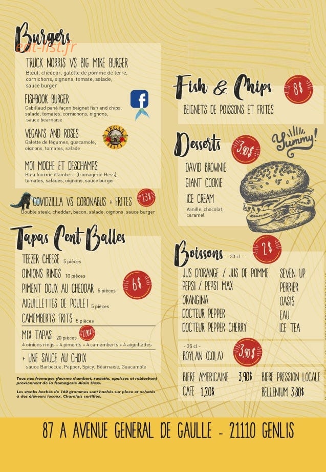 Yellow Bus Burger — carte page 2