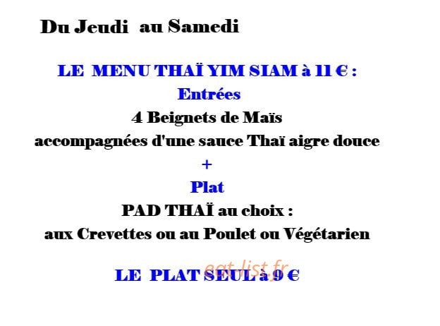 Yim Siam — carte page 1