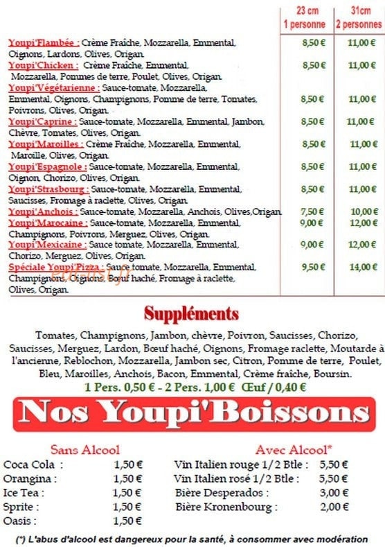 Youpi'Pizza — carte page 2