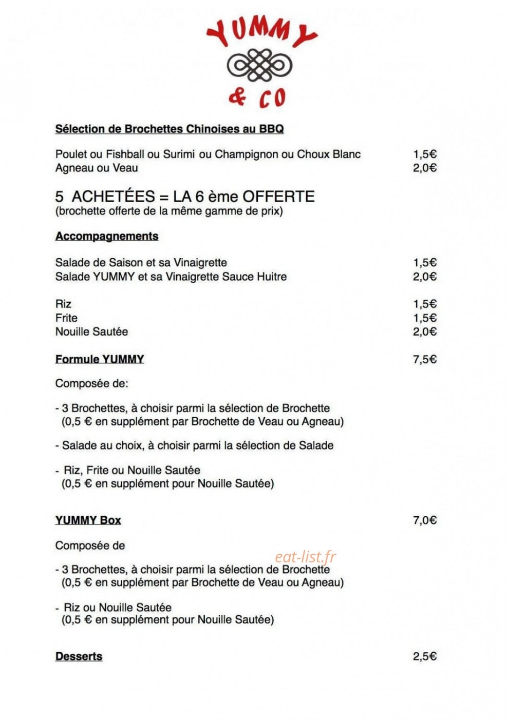 yummy & co — carte page 1