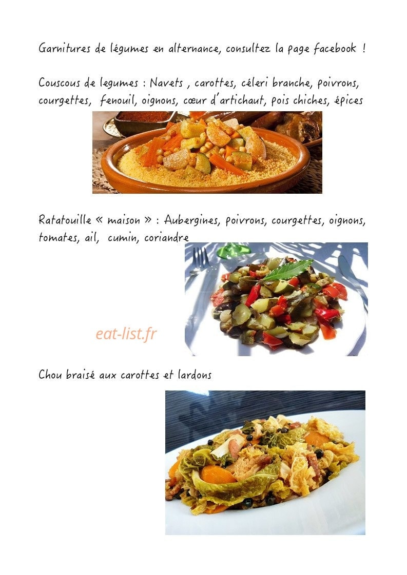 Carte et menu de ZE Rotisserie à Douvaine — Garnitures