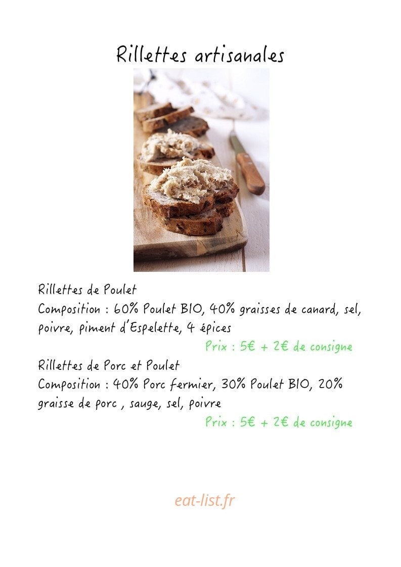 Carte et menu de ZE Rotisserie à Douvaine — rillettes artisanales