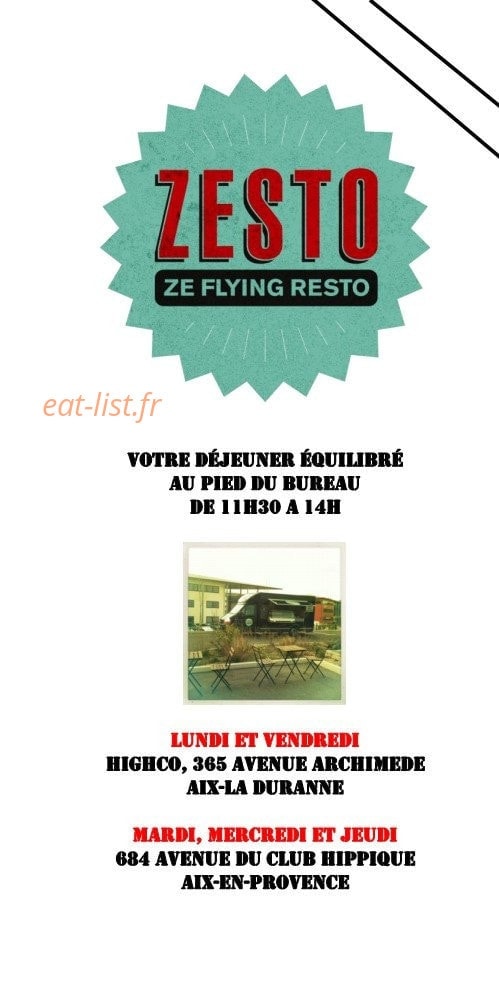 Zesto Food — carte page 1