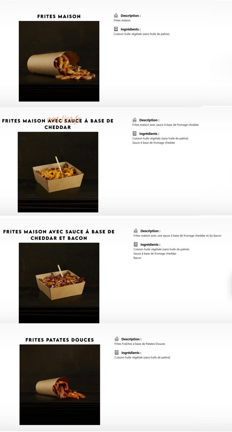Menu 231 east street - Frites