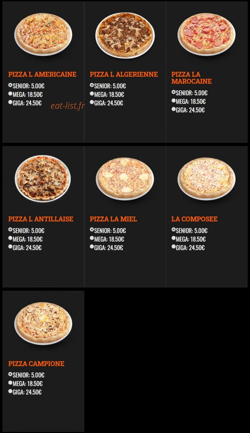 7 pizza — carte page 8