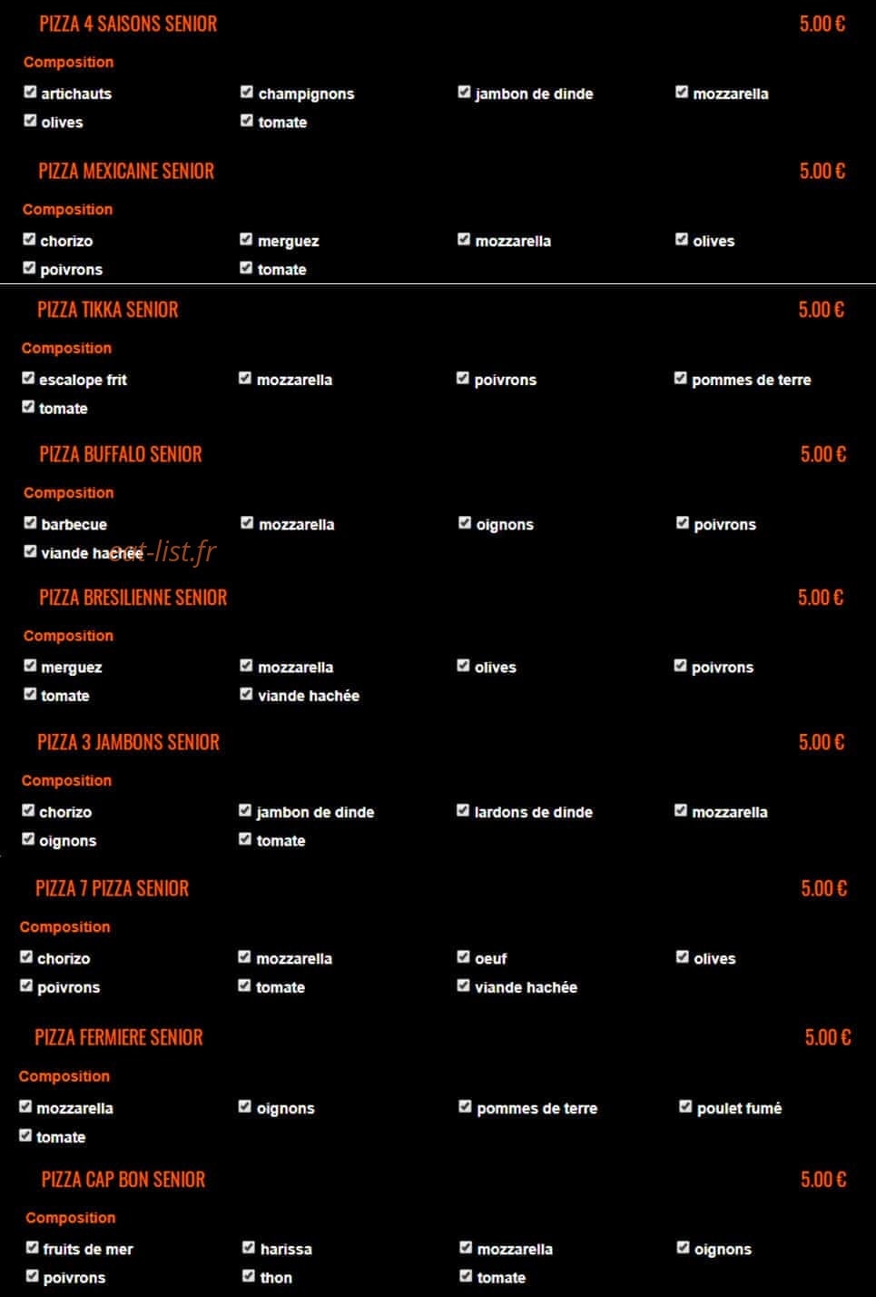 7 pizza — carte page 10