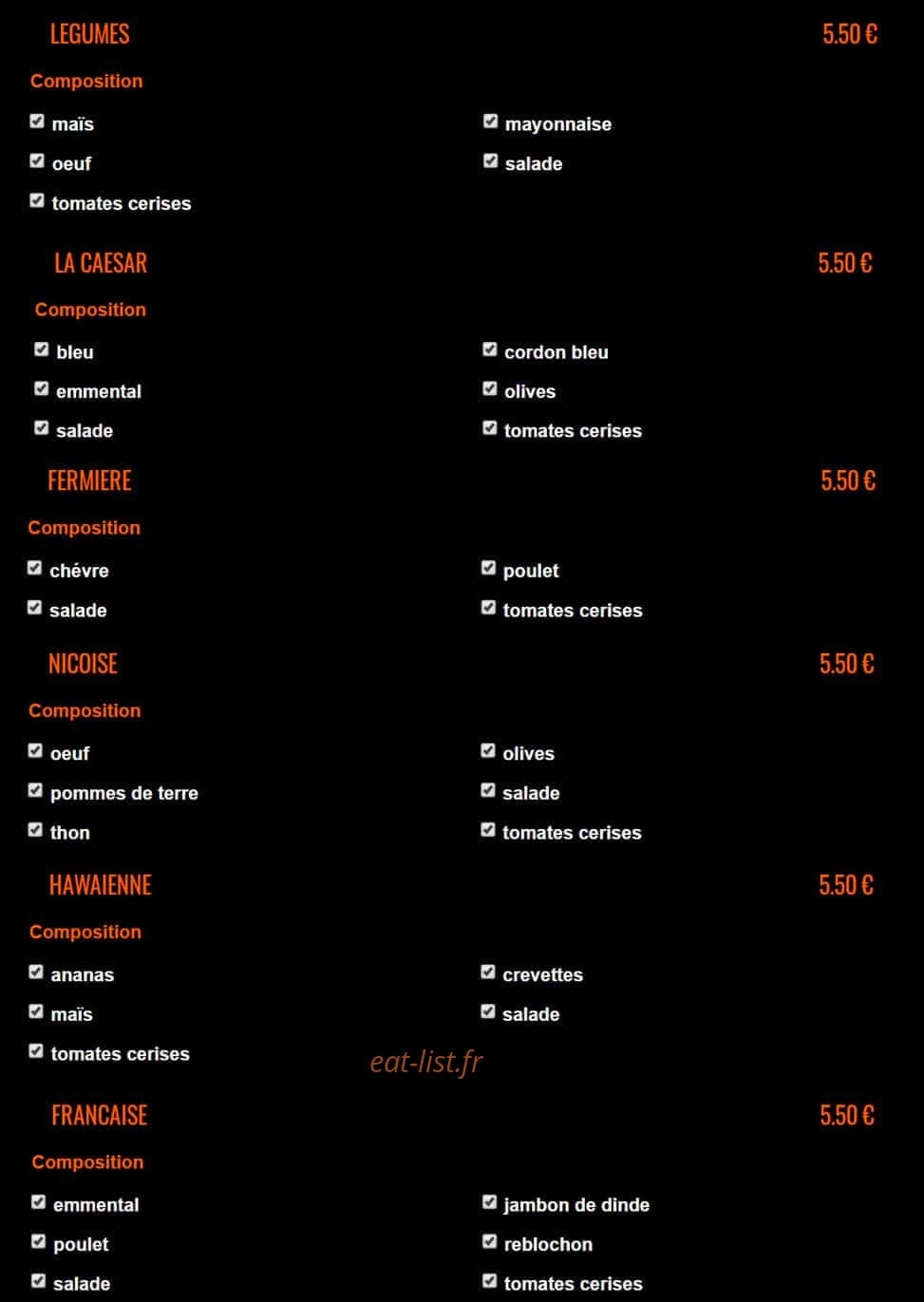 7 pizza — carte page 19