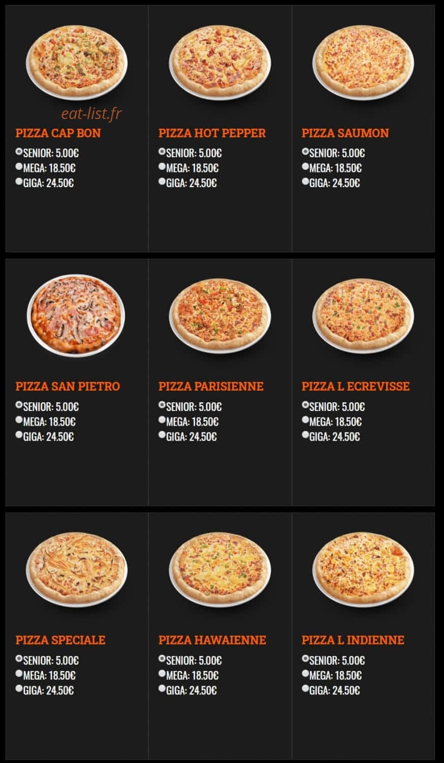 7 pizza — carte page 7