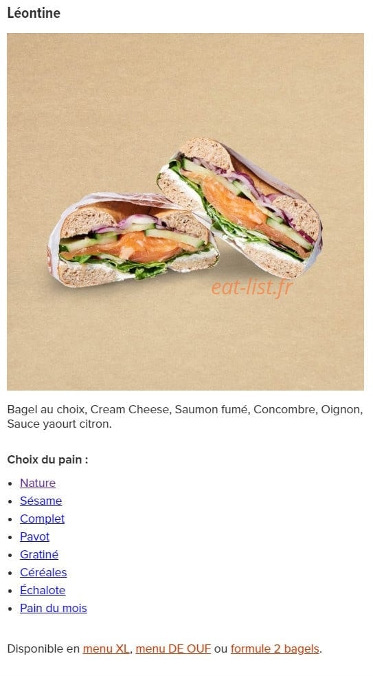 Bagelstein — carte page 9