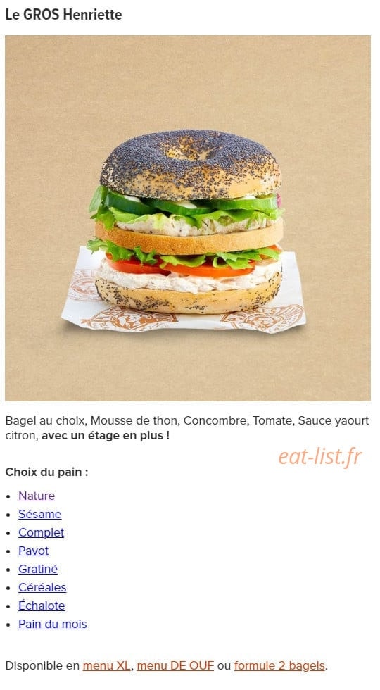 Bagelstein — carte page 6