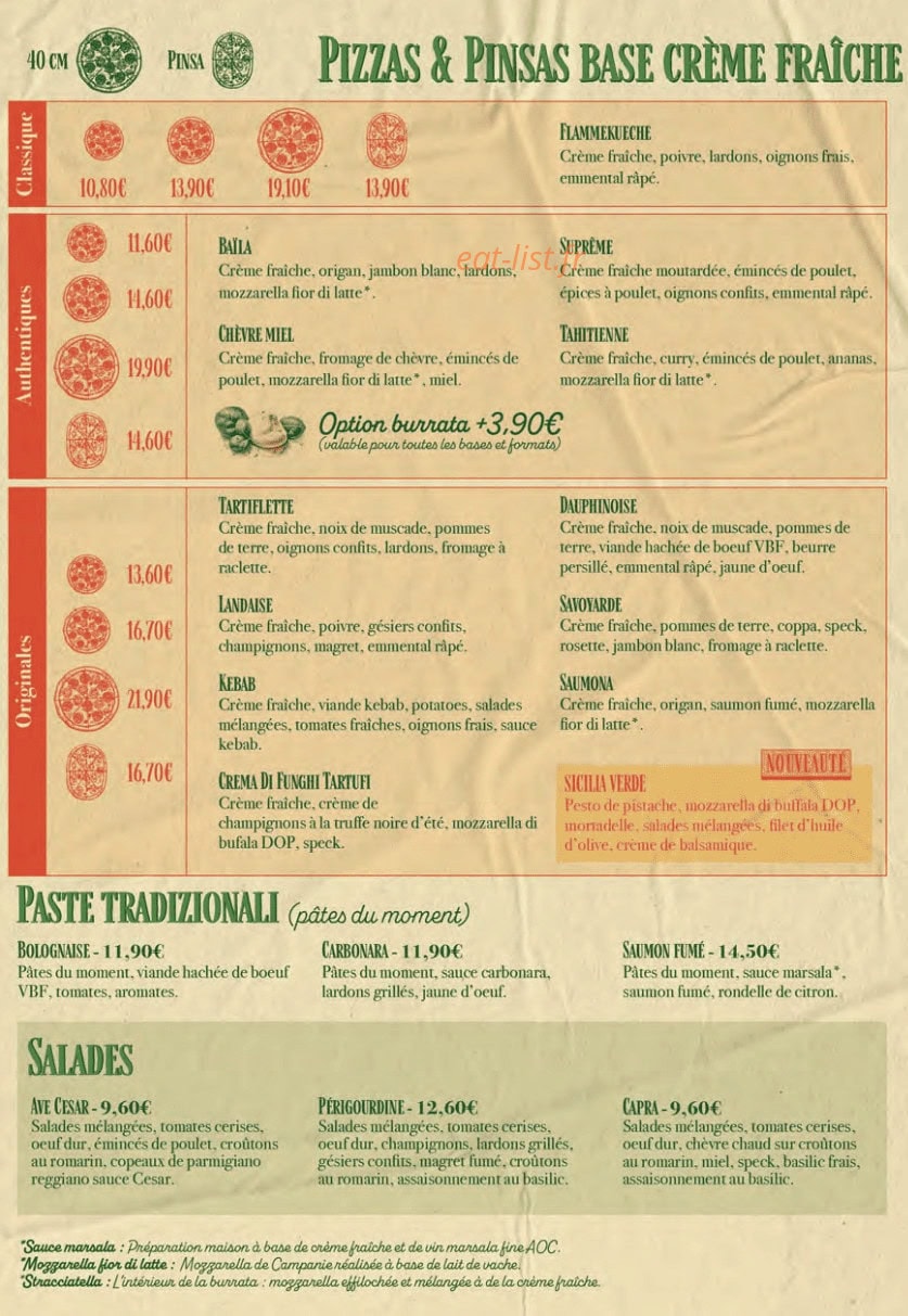 Baïla Pizza — carte page 3