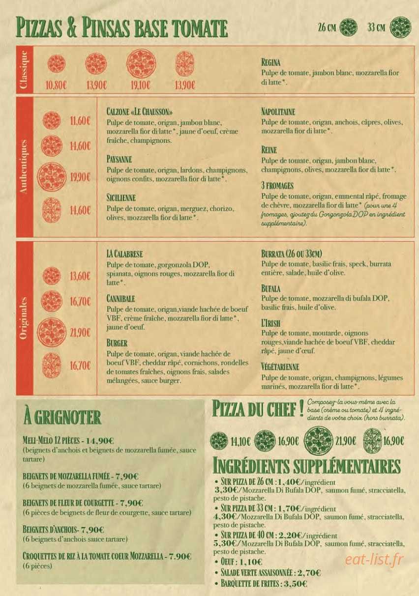 Baïla Pizza — carte page 2