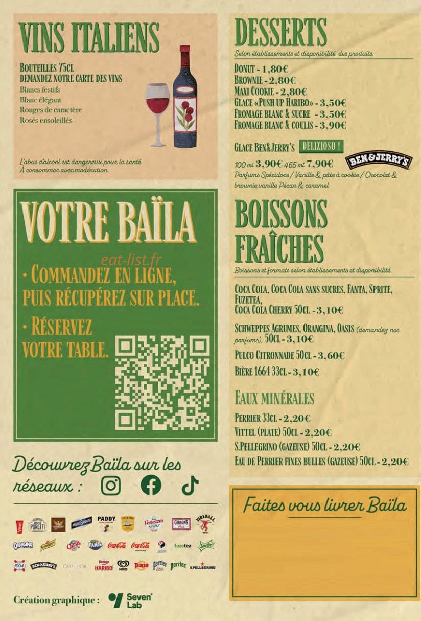 Baïla Pizza — carte page 4