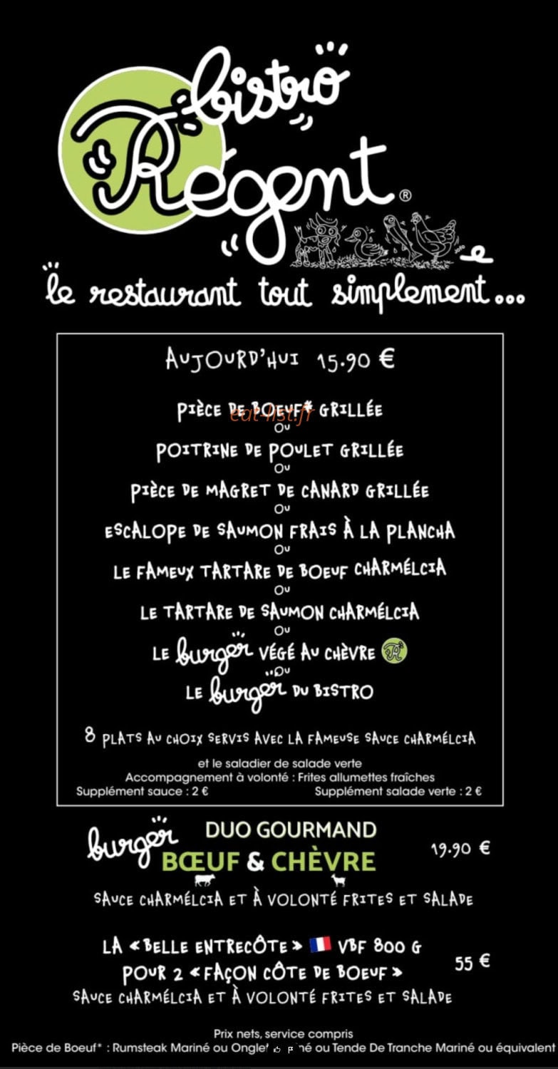 Bistro Régent — carte page 1