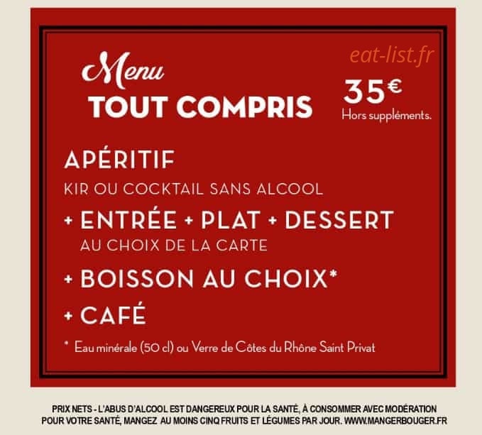Menu Bistrot du boucher - Menu pour un repas complet