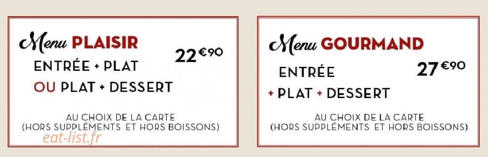Menu Bistrot du boucher - Les menus