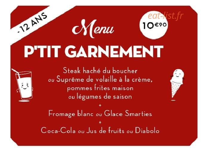 Menu Bistrot du boucher - Le menu destiné aux enfants