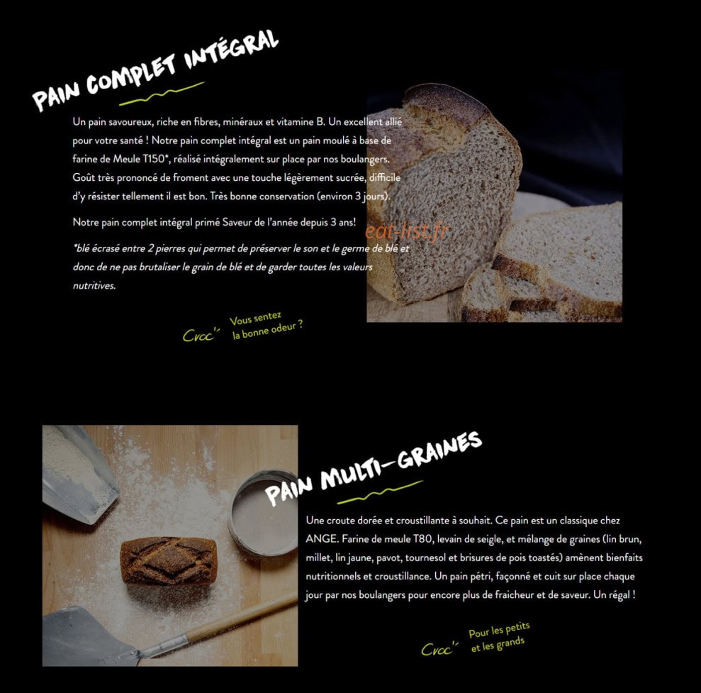 Ange boulangerie — carte page 4