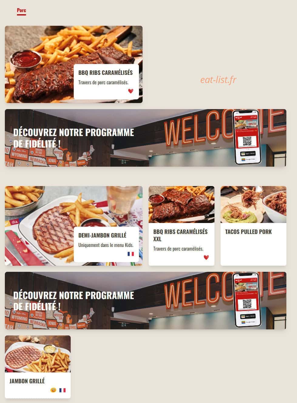 Buffalo Grill — carte page 10