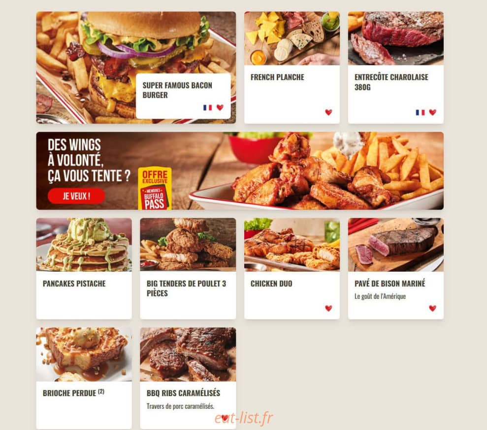 Buffalo Grill — carte page 1