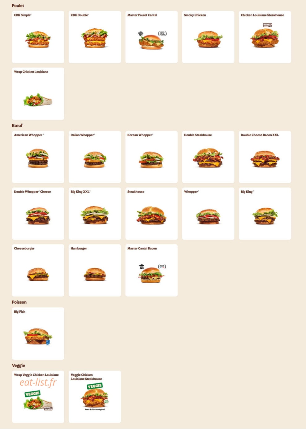 Burger King — carte page 3