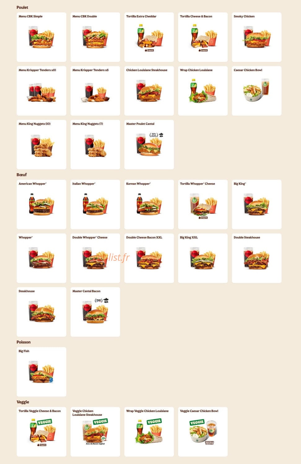 Burger King — carte page 2