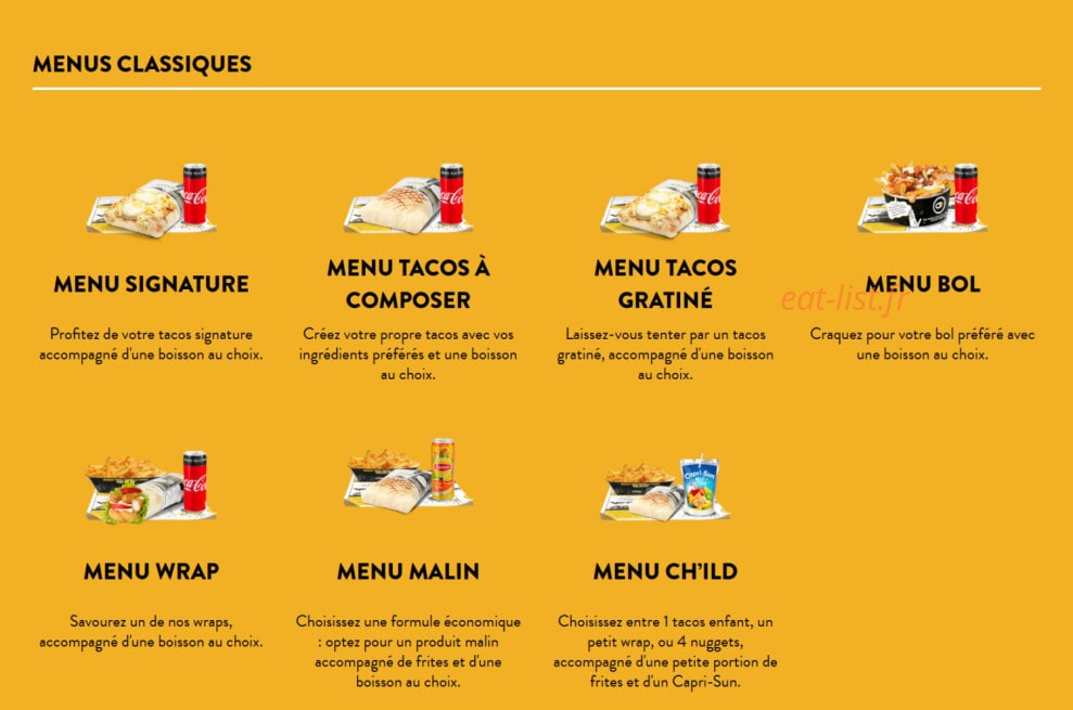 Chamas Tacos — carte page 1