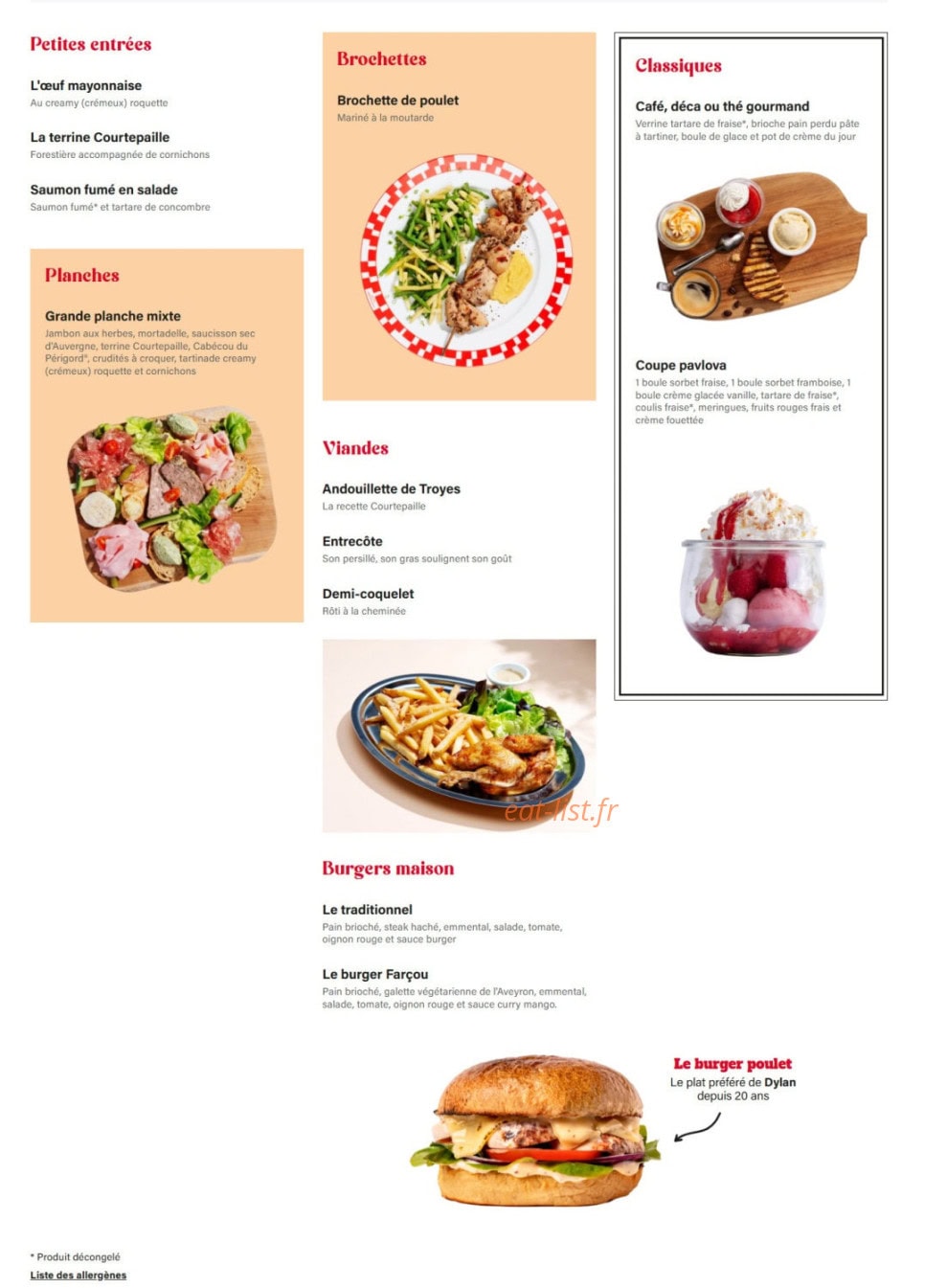 Courtepaille — carte page 1