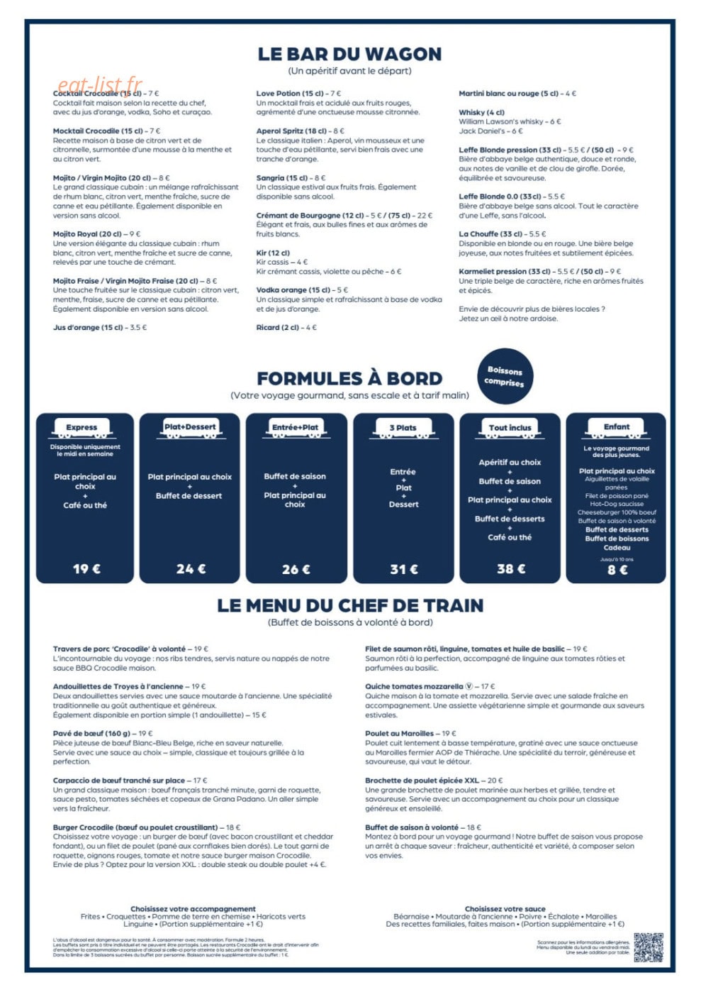 Crocodile restaurant — carte page 1