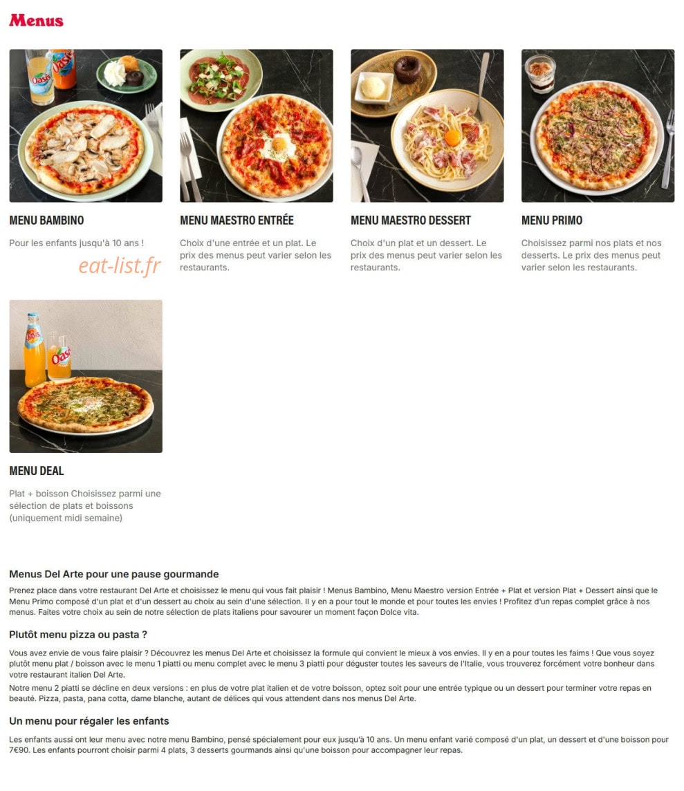 Del Arte — carte page 2