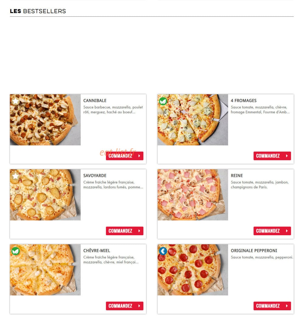 Domino's pizza — carte page 1
