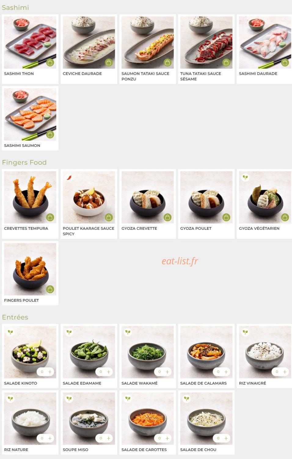 Eat Sushi — carte page 1