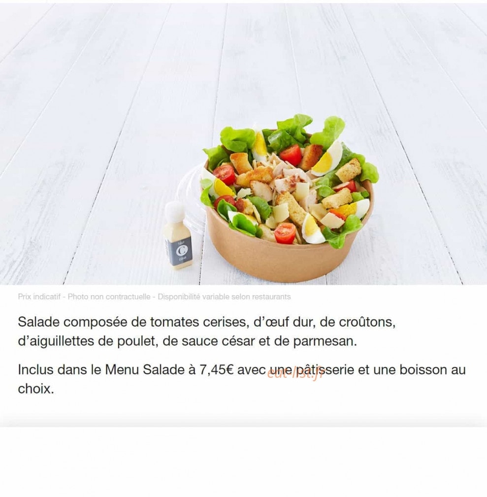 Menu Flunch - Finger food : Salade caesar