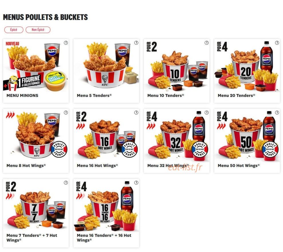KFC — carte page 3