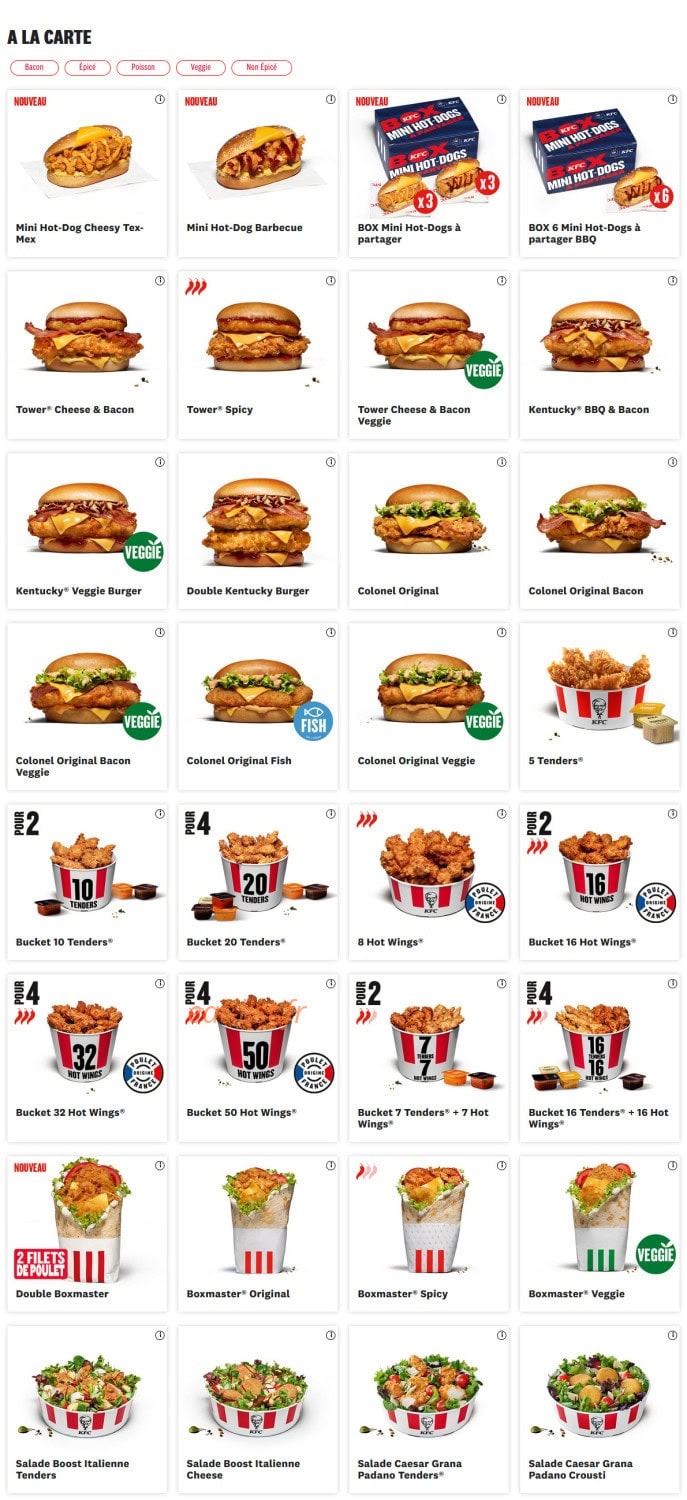 KFC — carte page 8